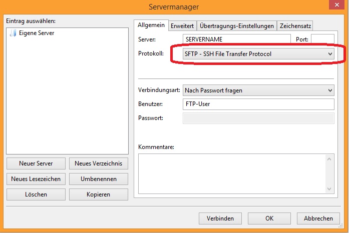 SFTP Einstellungen 2
